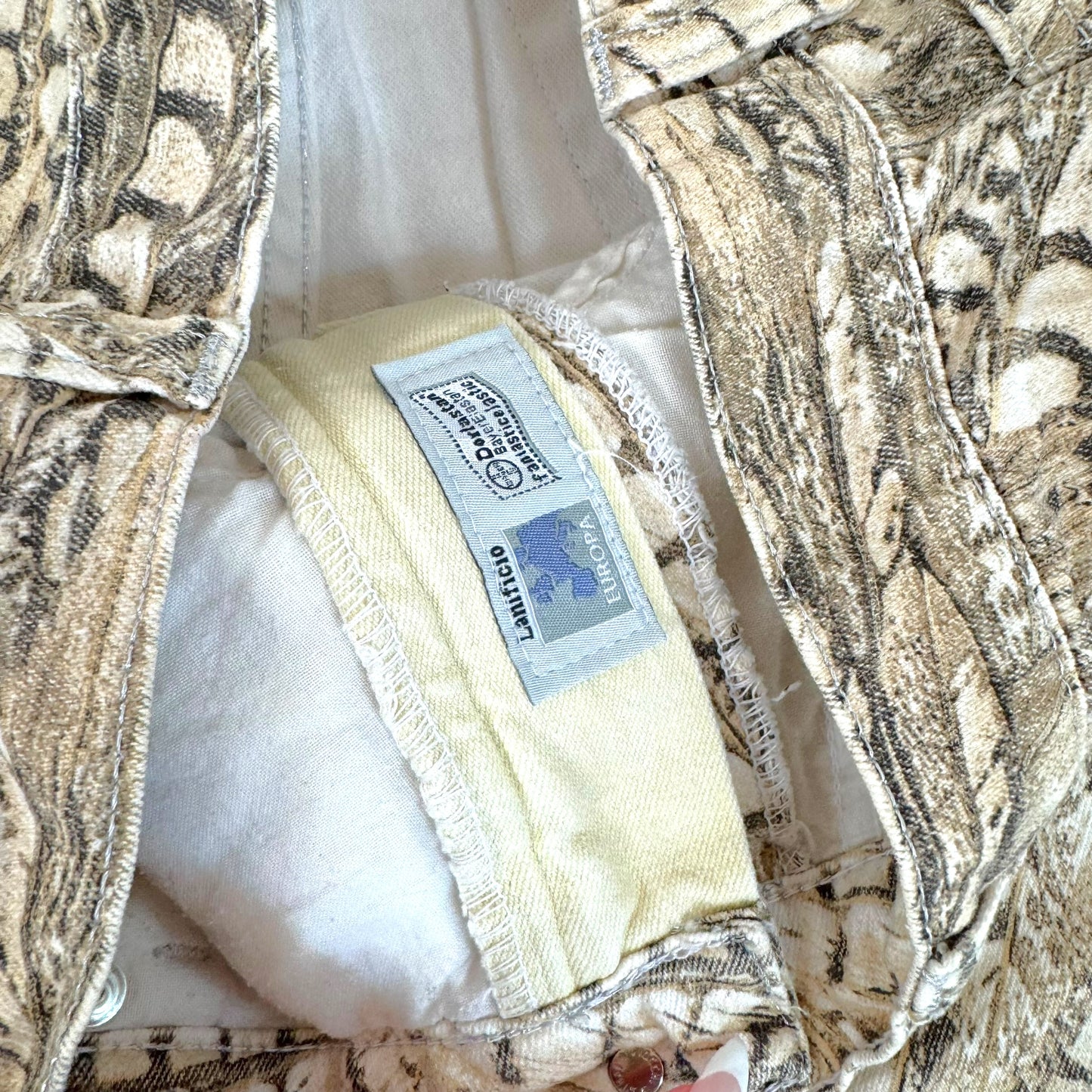 Roberto Cavalli Ivory Feather Printed Jeans