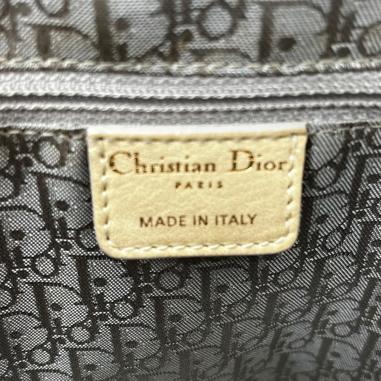 Christian Dior Ivory Leather & Suede Bowler Bag