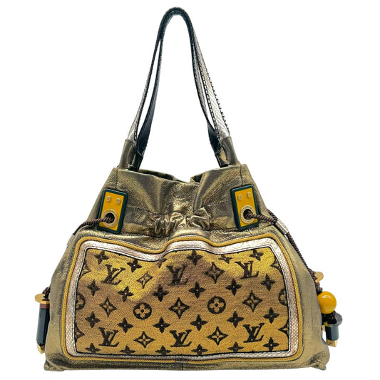 Louis Vuitton S/S 2009 Sunbird Gold & Silver Snakeskin & Canvas Tote Bag