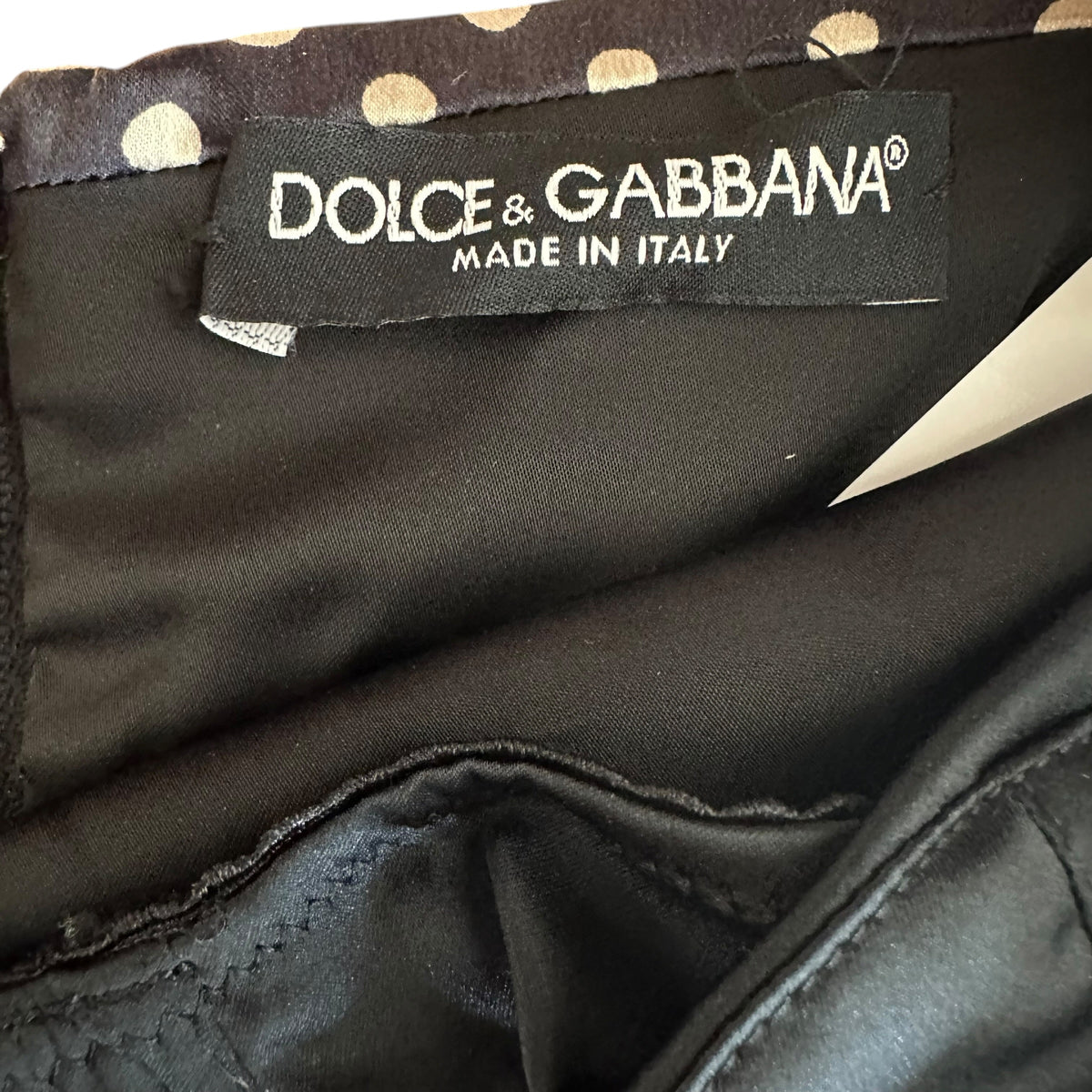 Dolce & Gabbana Black & Ivory Polka Dot Midi Dress w/ Built-In Bra