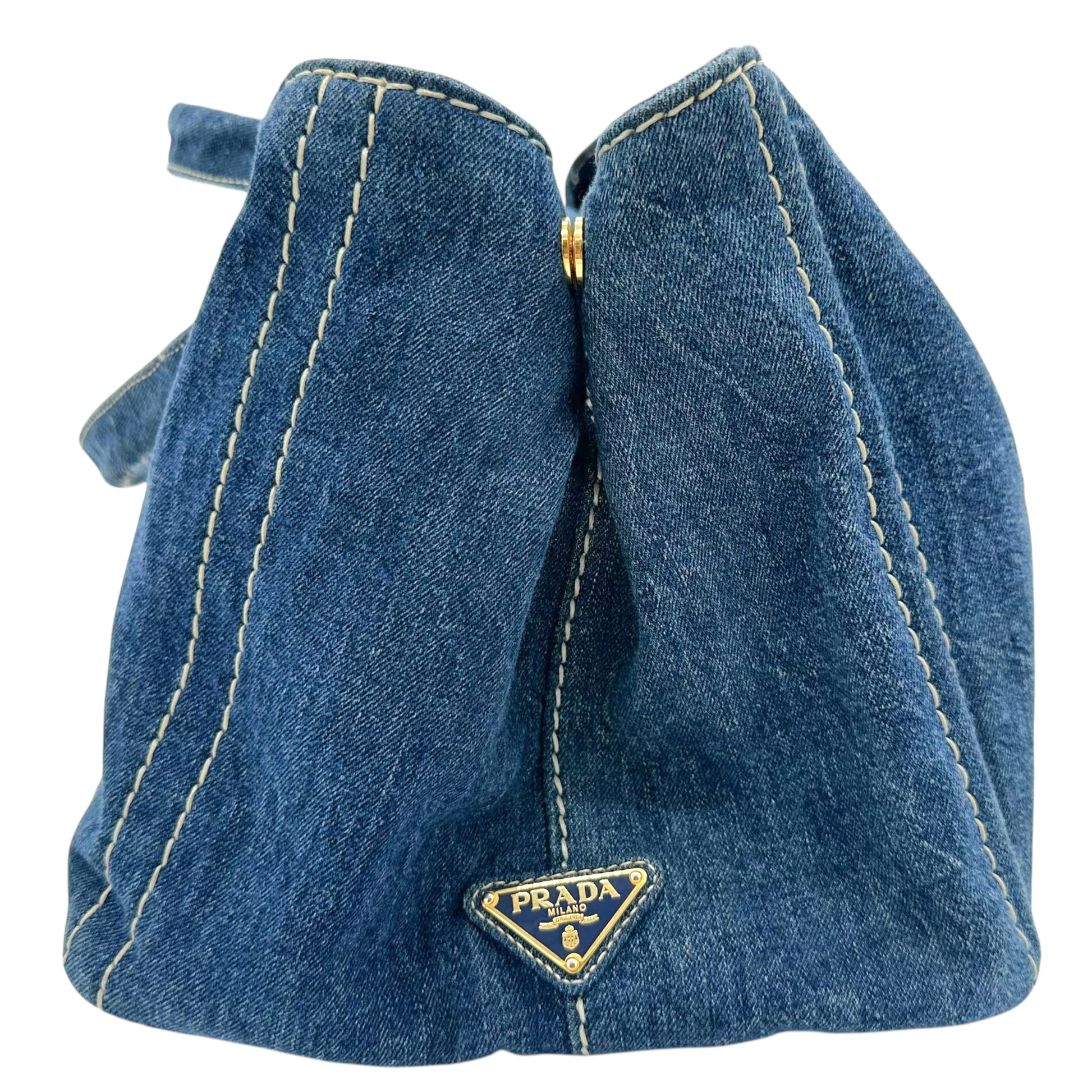 Prada Canapa Blue Denim Tote Bag - Outfit Repeater
