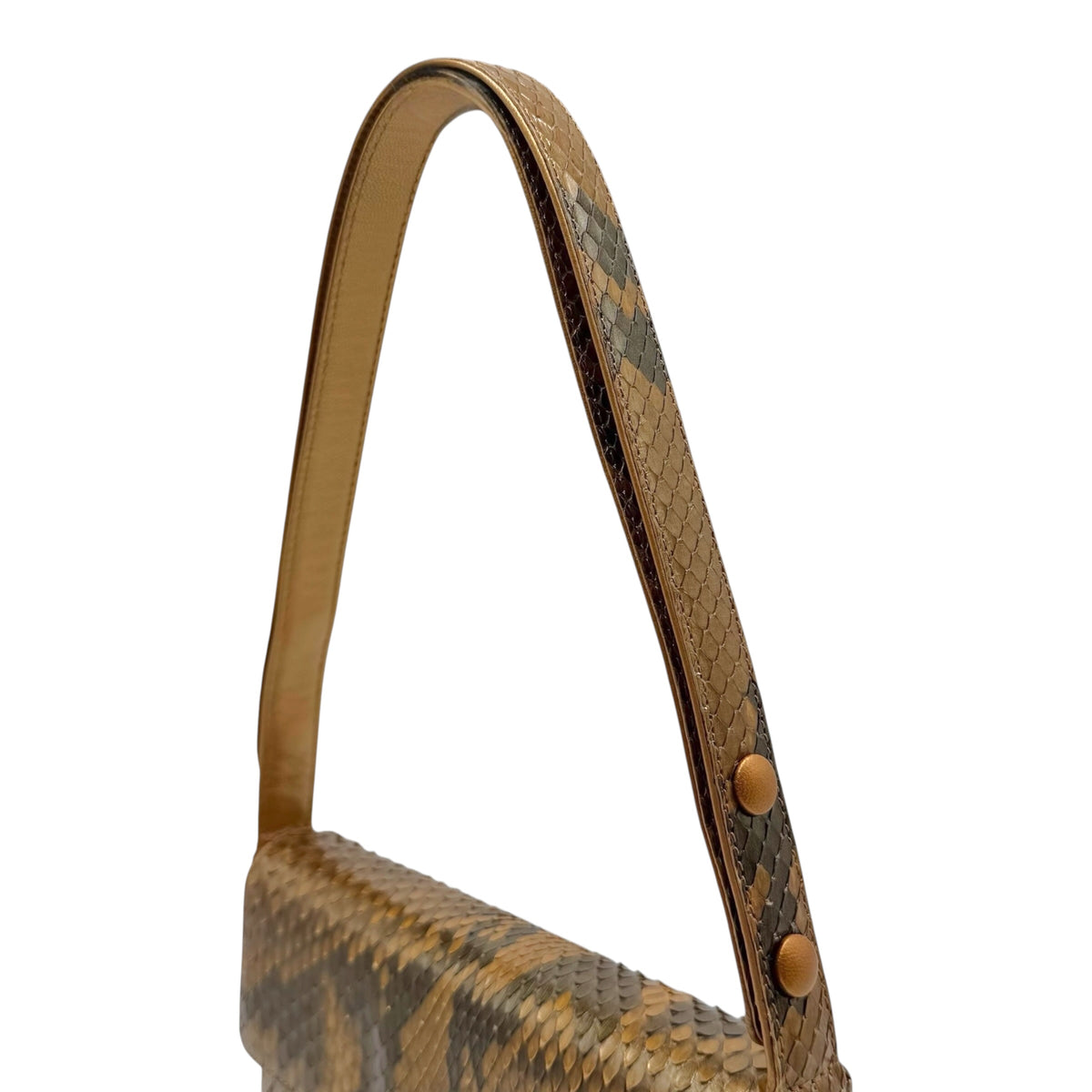 Fendi Brown Python Baguette Shoulder Bag