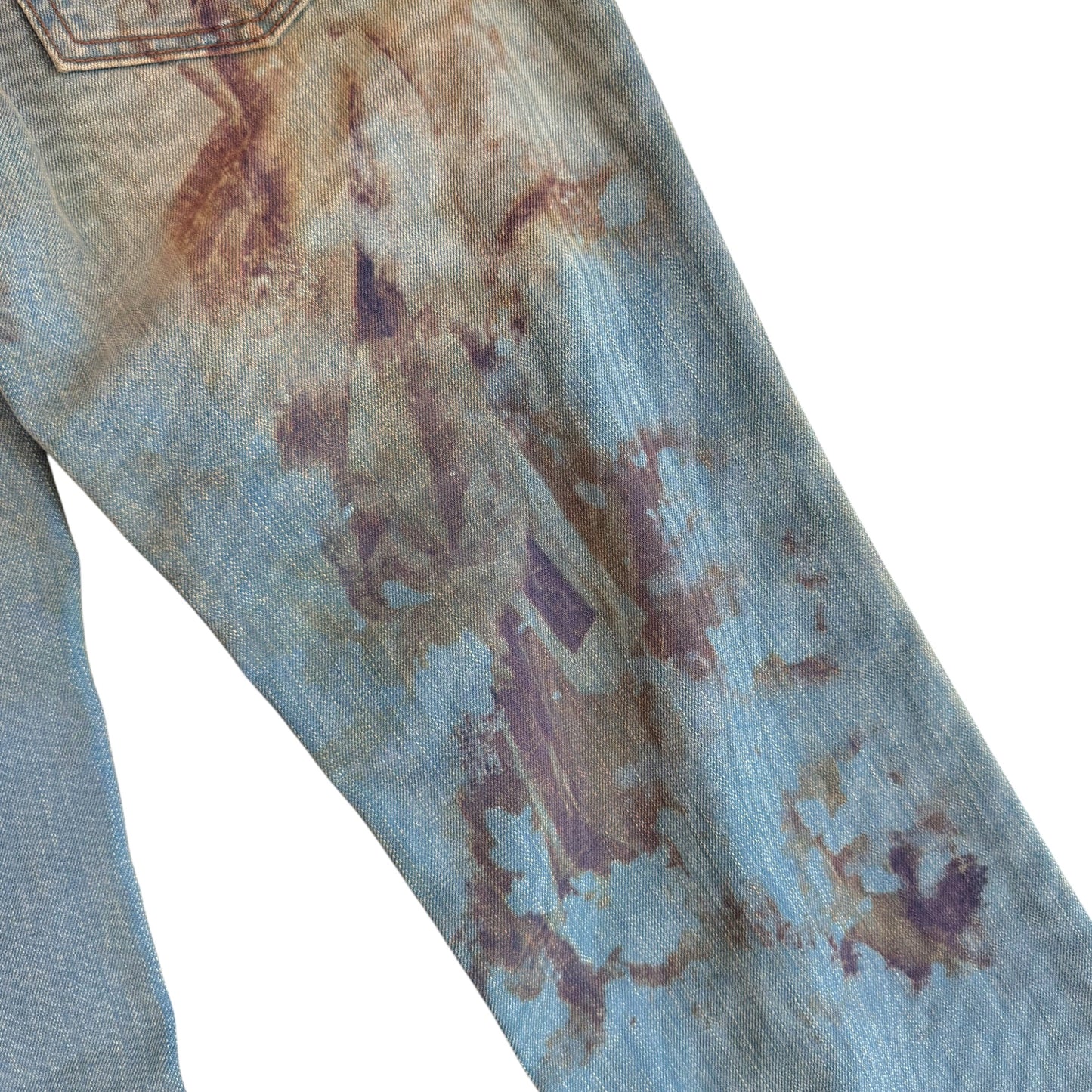 Roberto Cavalli Blue Denim Statue Print Jeans