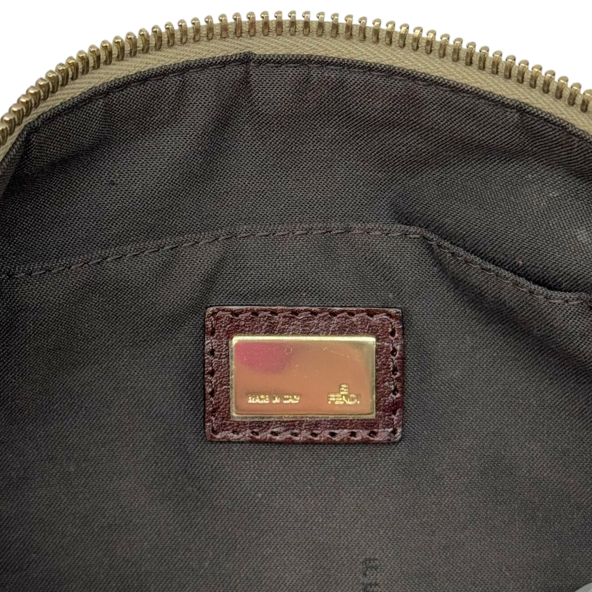 Fendi Shoulder Bag Light Brown Zucchino Monogram Fabric