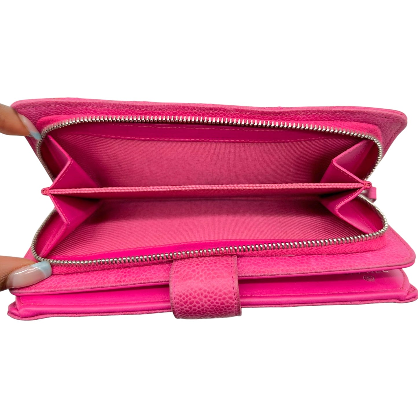 Chanel Large Long Wallet Hot Pink Caviar Leather