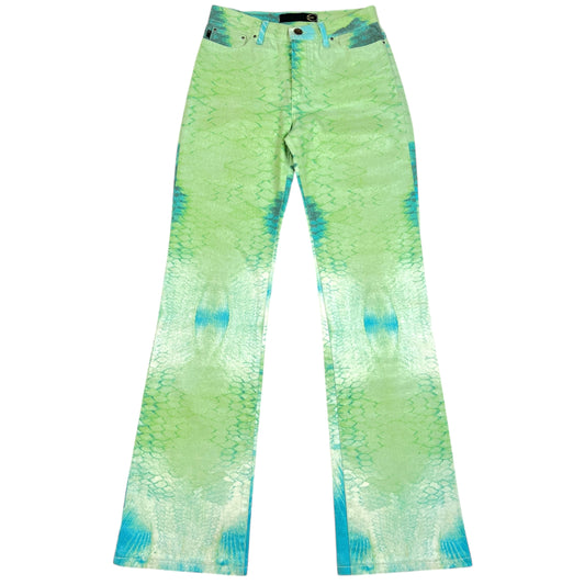 Just Cavalli Roberto Cavalli Blue & Green Scale Print Jeans