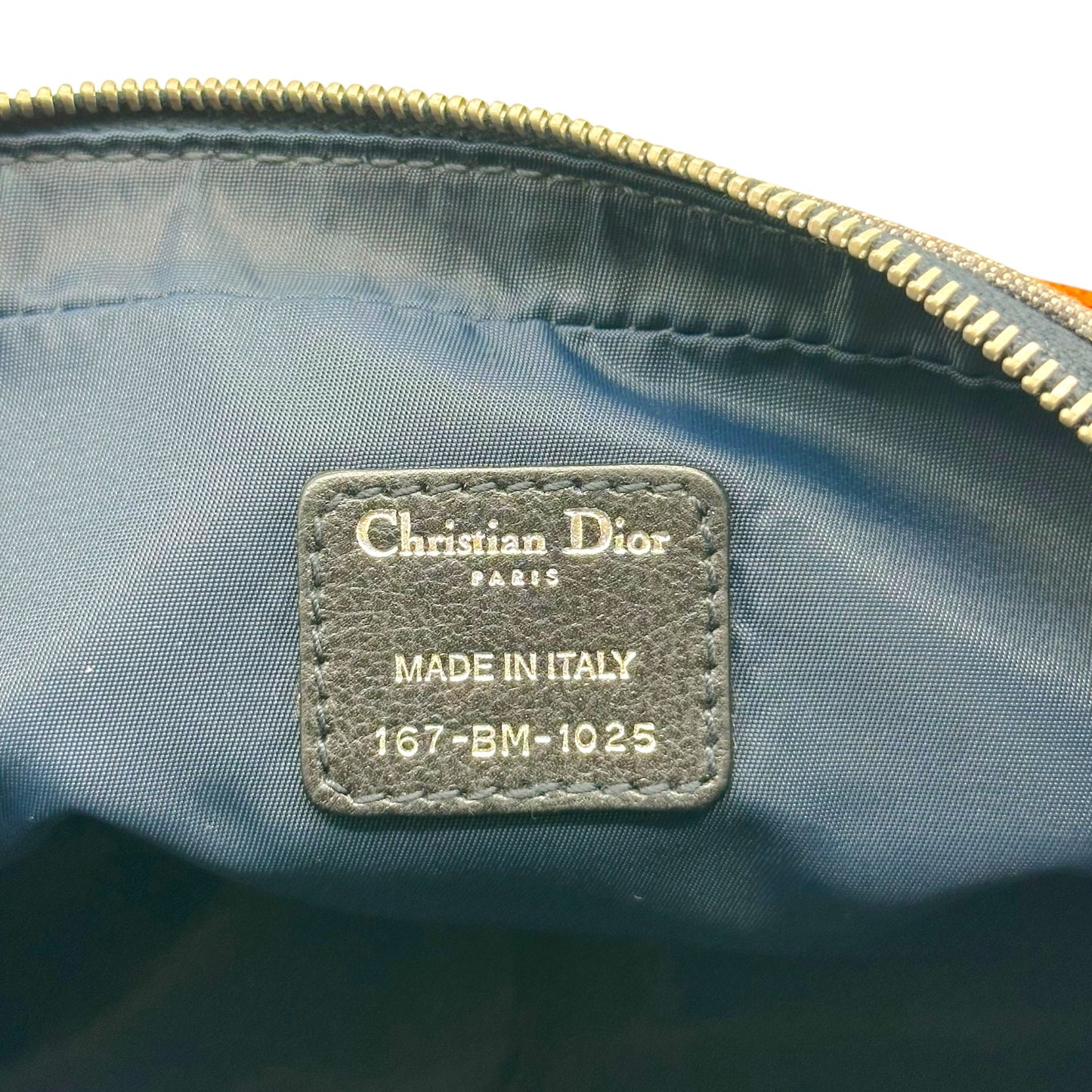 Christian Dior 'Flight' Denim Monogram & Orange Pochette Bag
