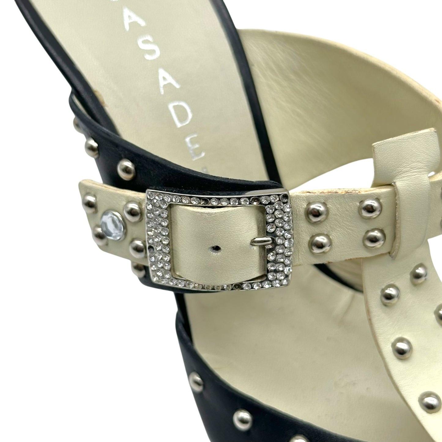 Casadei Studded Black & White Mule Heels - Outfit Repeater