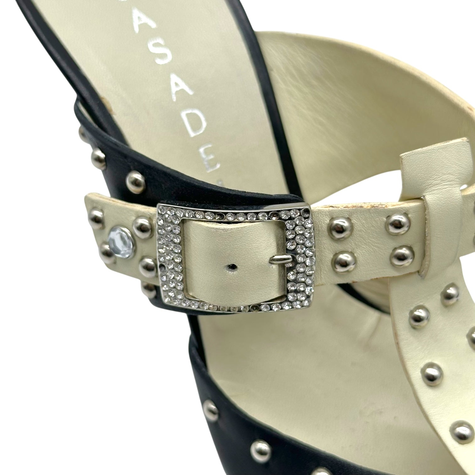 Casadei Studded Black & White Mule Heels - Outfit Repeater