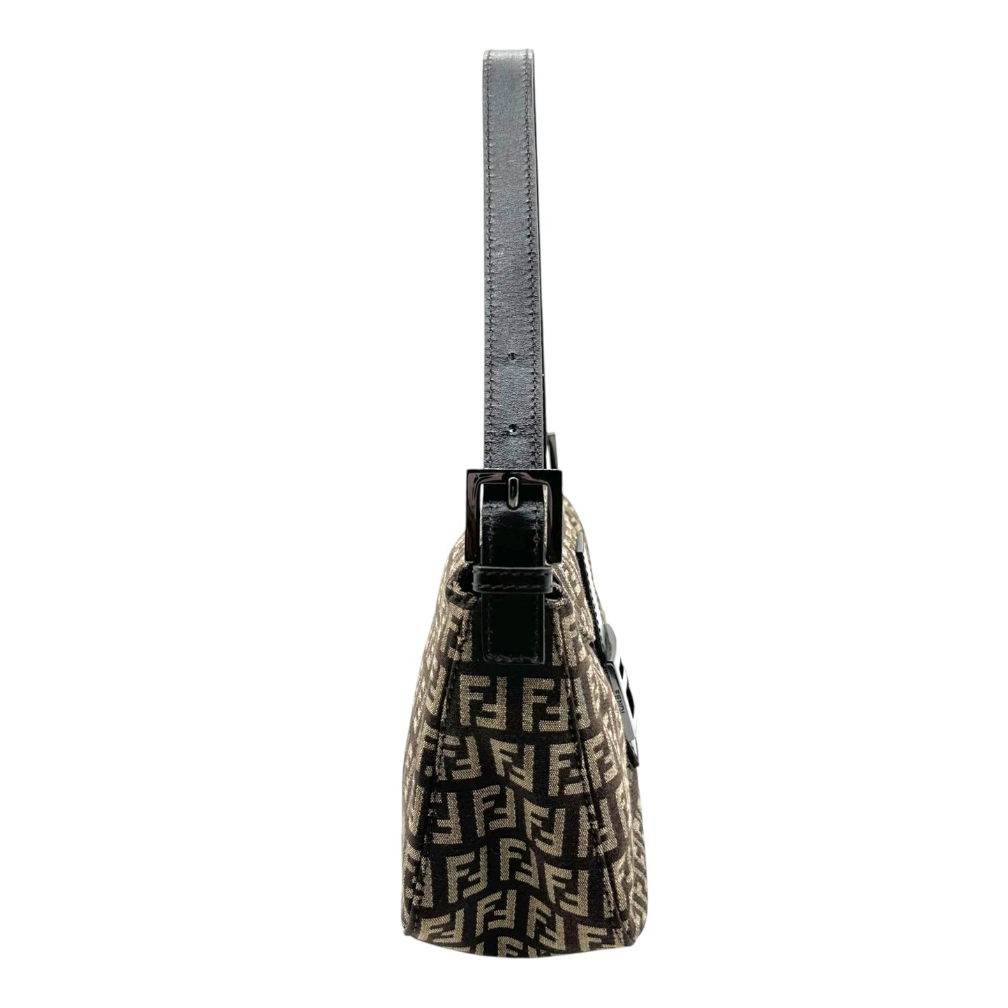 Fendi Brown Zucchino Fold-Over Baguette Bag