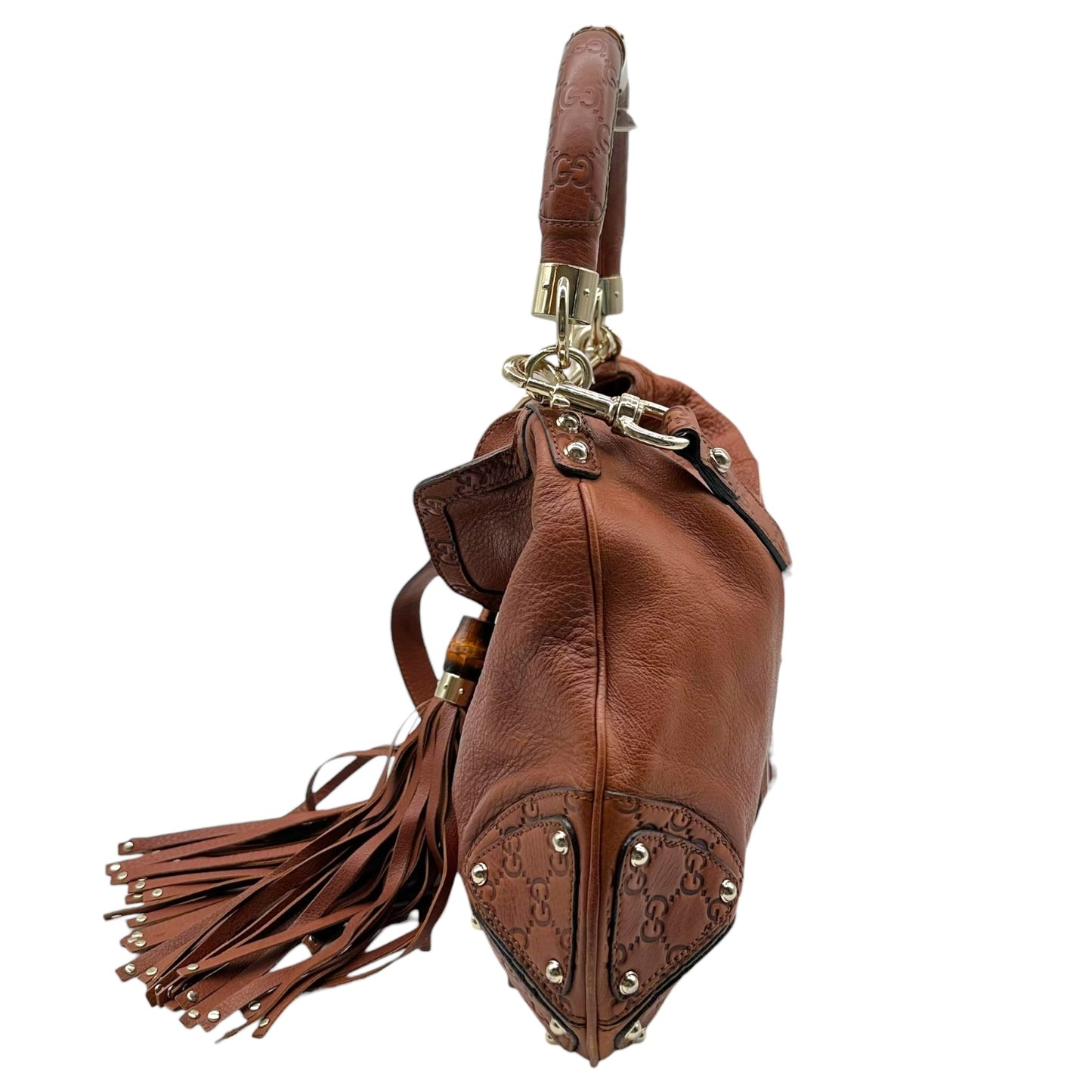 Gucci Brown Leather Guccissima Monogram Indy 2-Way Bag