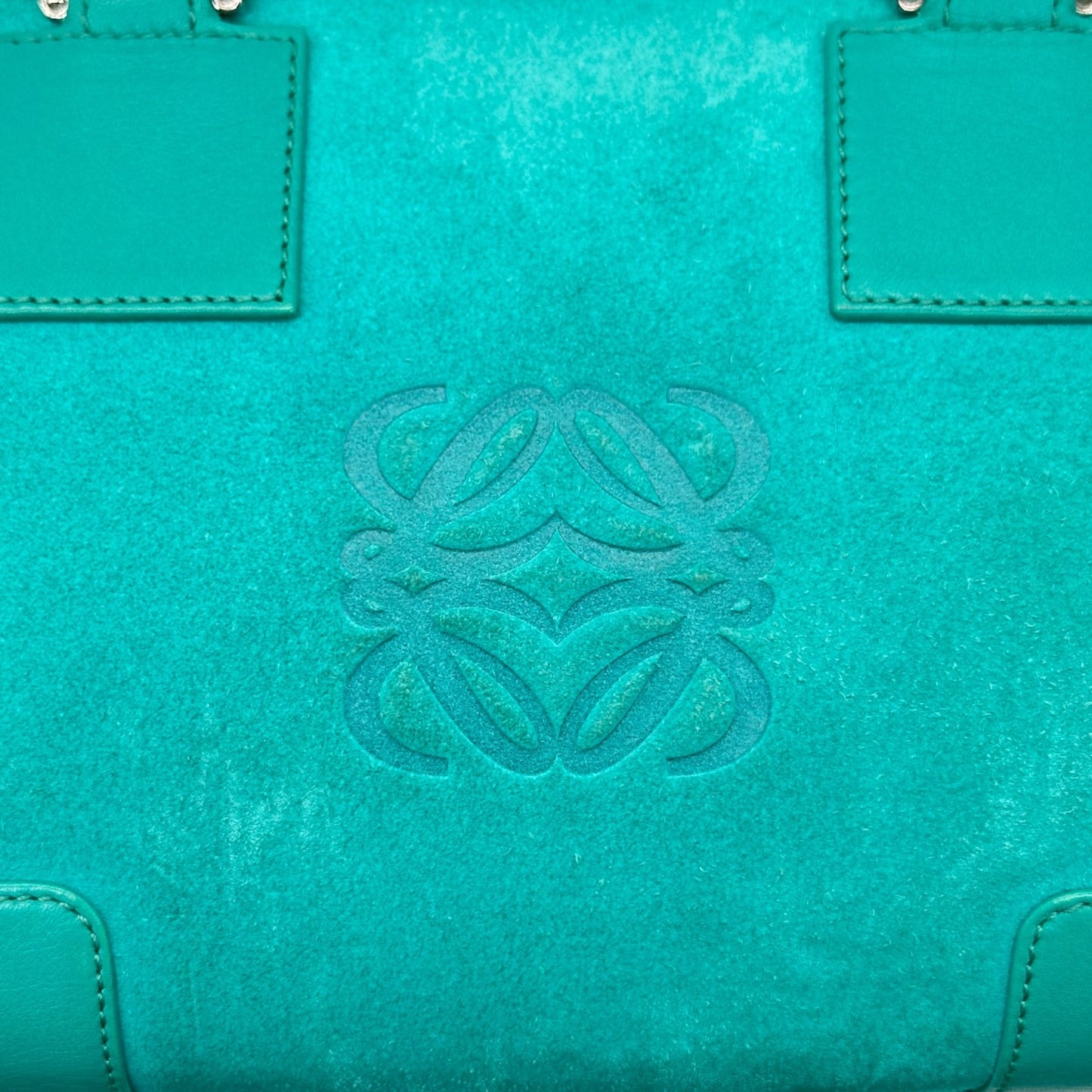 Loewe Turquoise Amazona 28 Suede Logo Bag