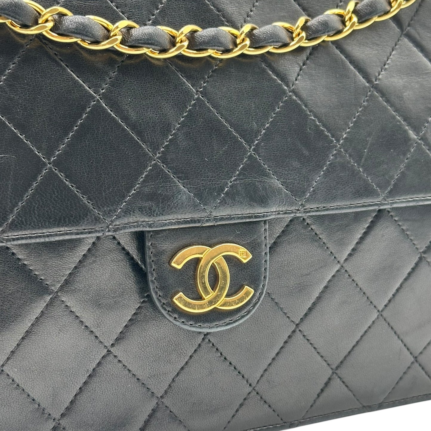 Chanel Black Lambskin Small Snap Flap Bag 1996-98