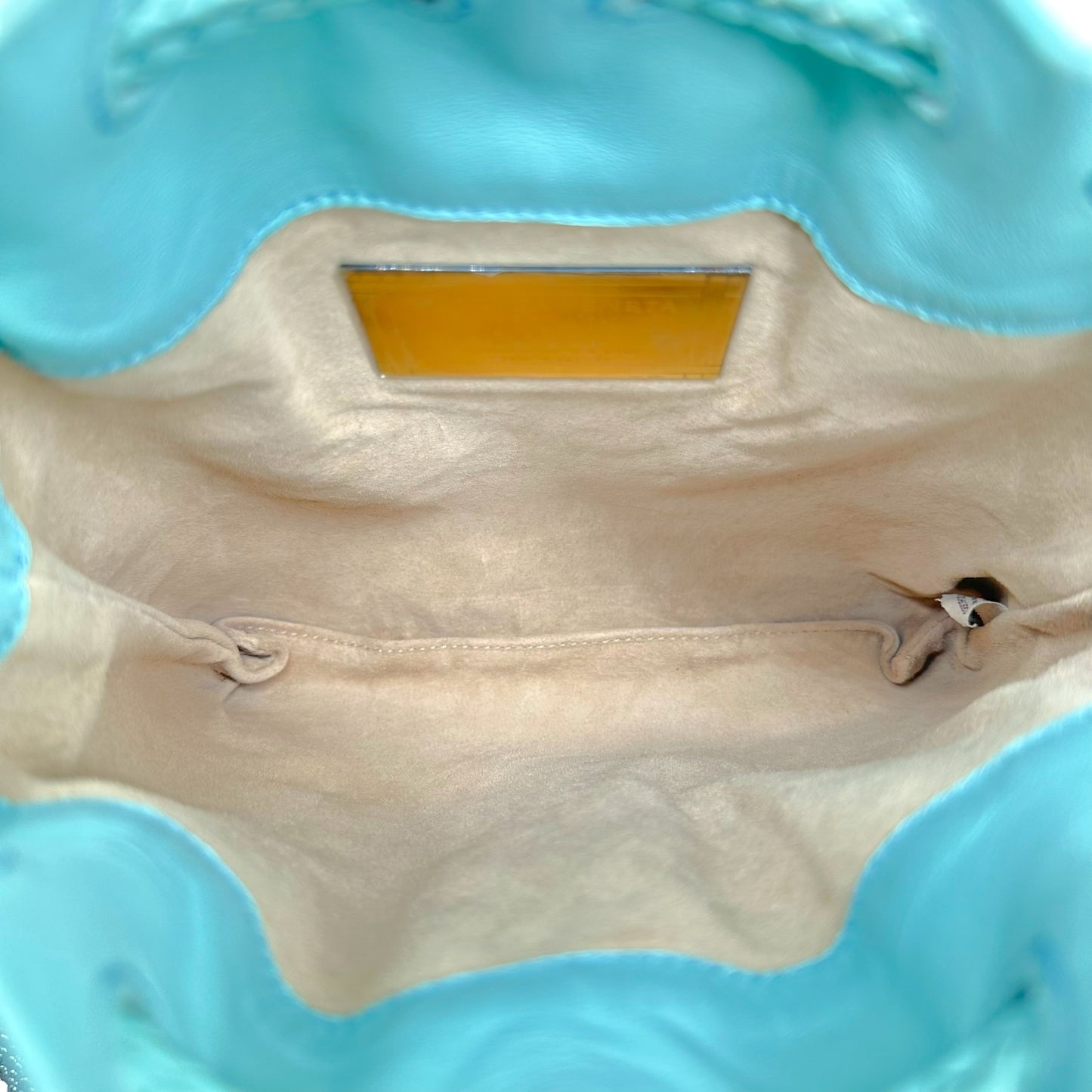 Bottega Veneta Aqua Blue Leather Fringe Drawstring Clutch Bag