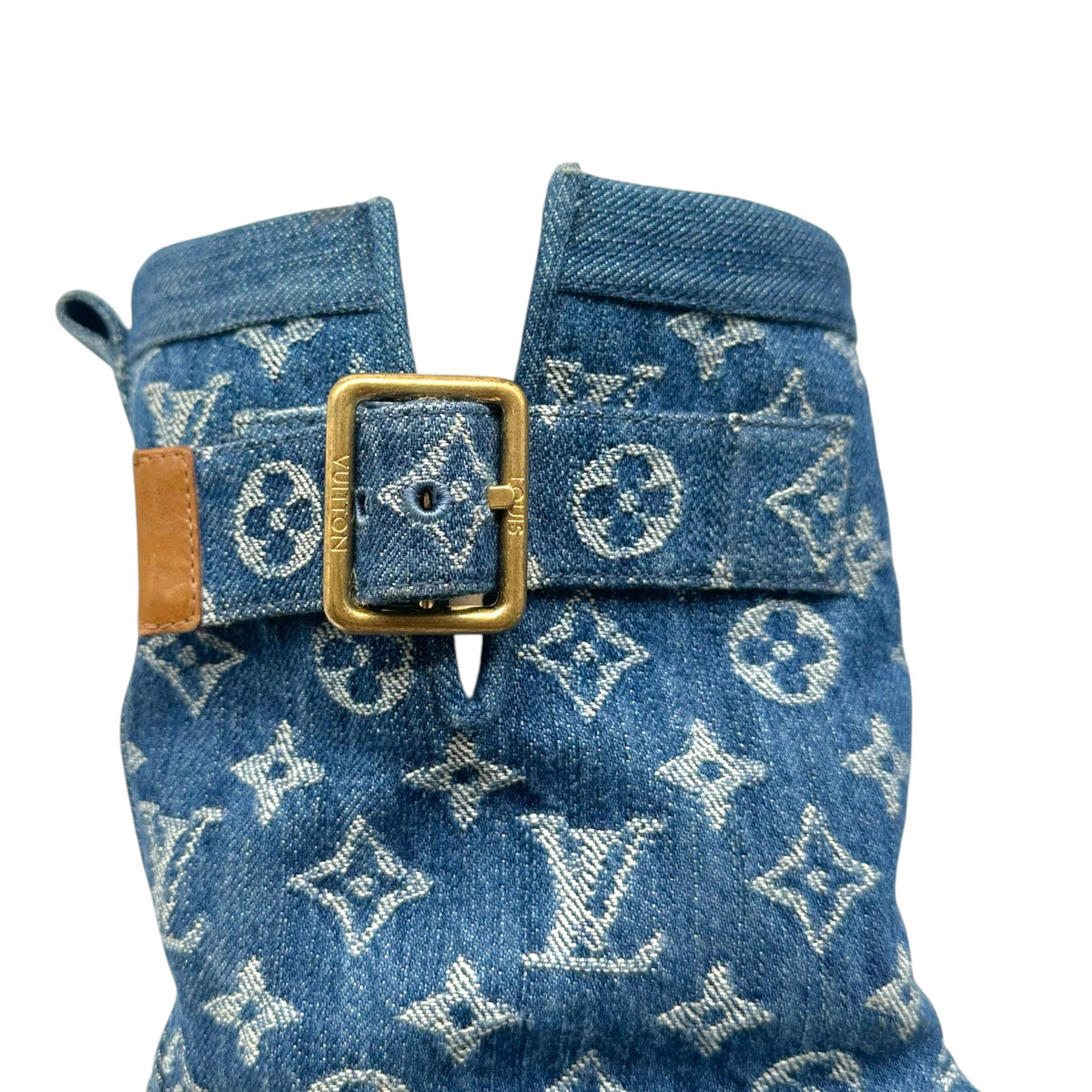Louis Vuitton Blue Denim Monogram Shearling Boots