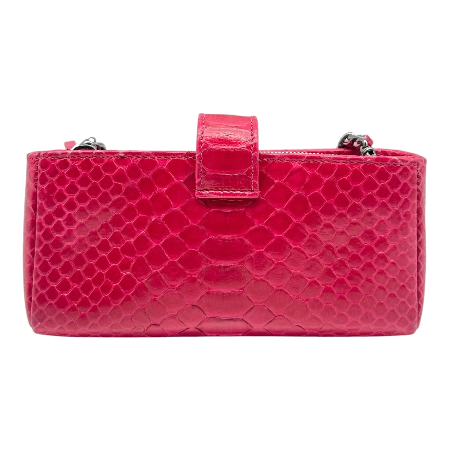 Chanel Python Crossbody Mini Bag Hot Pink Silver