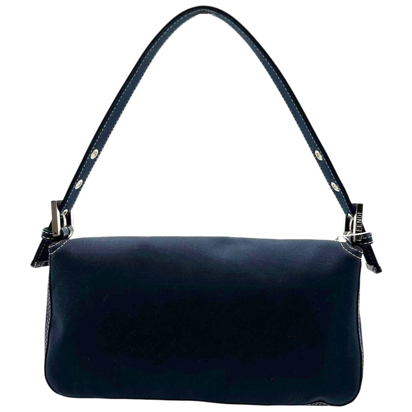 Fendi Navy Blue Swirl Buckle Baguette Bag