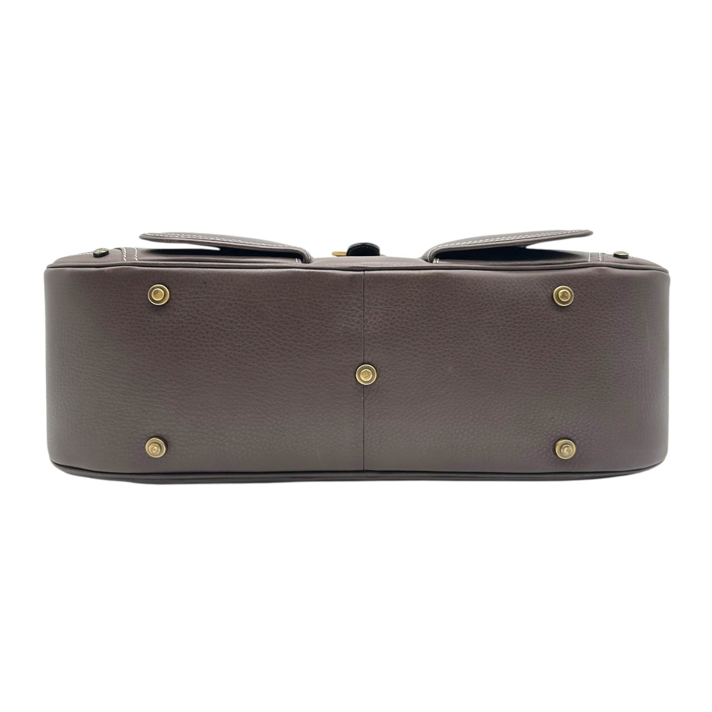 Christian Dior Brown Leather Large Double Saddle Bowler Bag