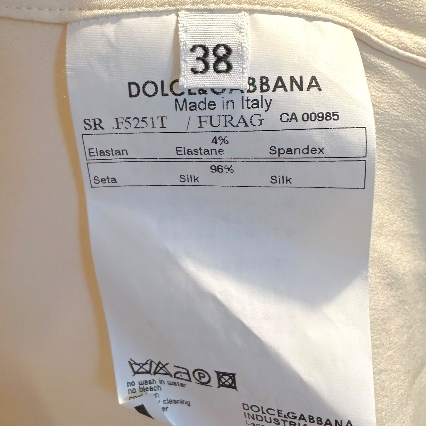 Dolce & Gabbana Cream Silk Button Up Blouse