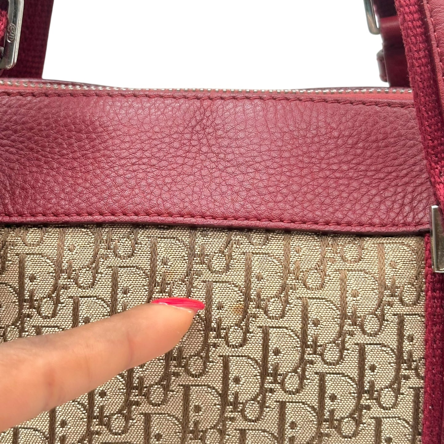 Christian Dior Burgundy & Tan Trotter Monogram Street Chic Small Bowler Bag