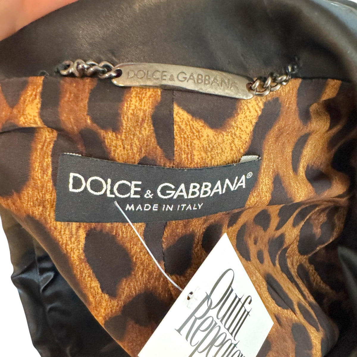 Dolce & Gabbana Black Satin Cropped Blazer Midi Skirt Suit