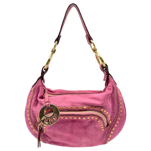 Fendi Mini Shoulder Bag Purple Suede Gold Studs