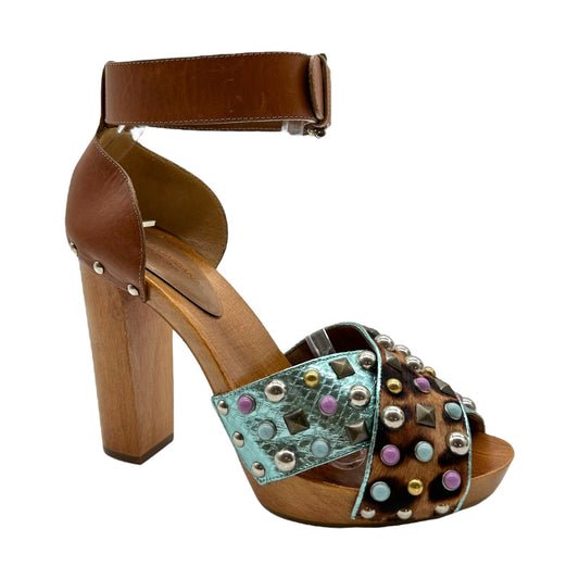Dolce & Gabbana Studded Leopard Wooded Platform Heels