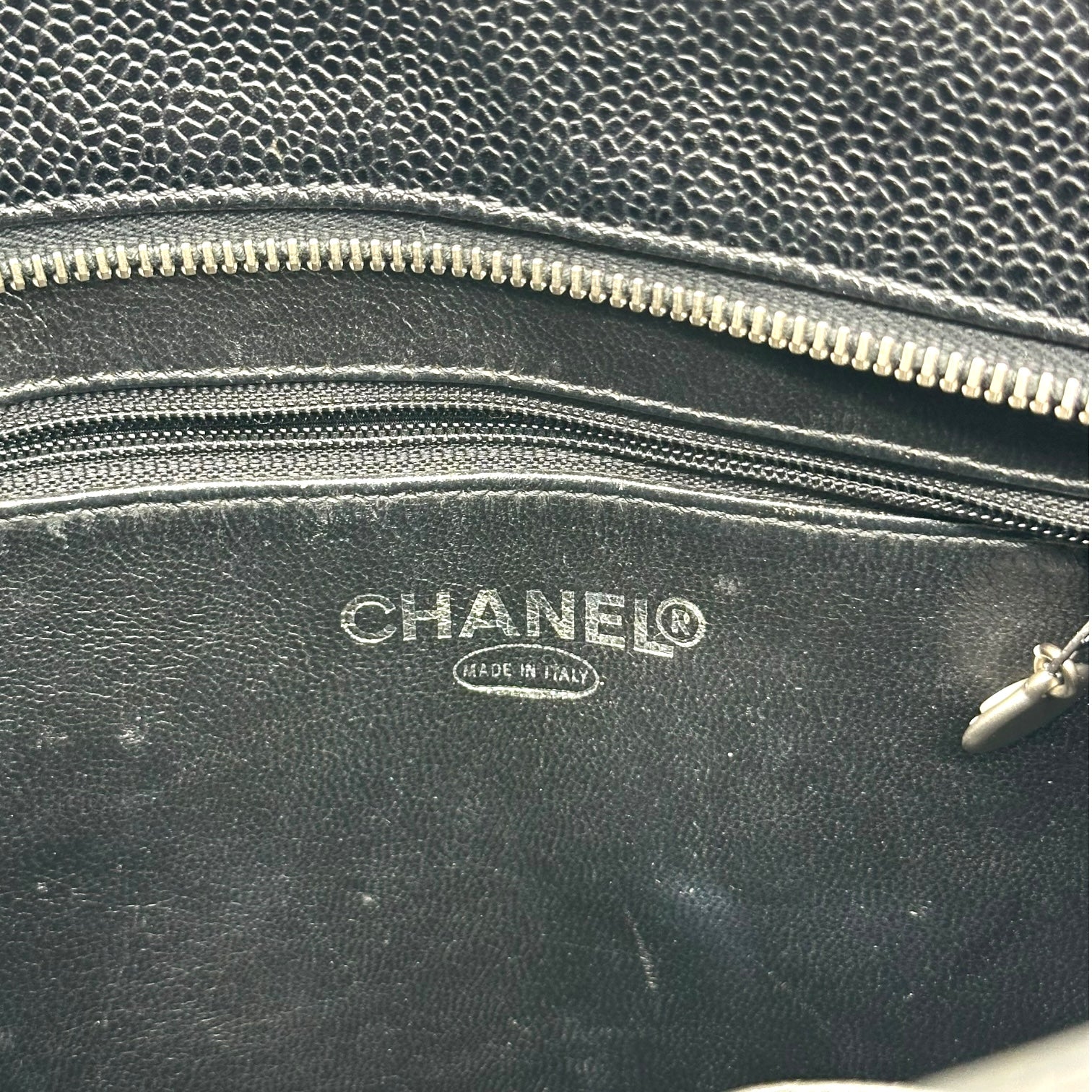 Chanel Black Caviar Medallion Matelasse Quilted Logo Tote Bag - Outfit Repeater
