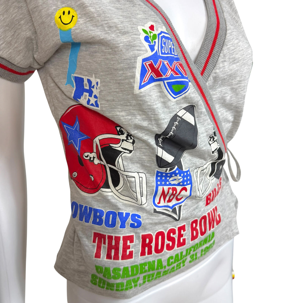 D&G Dolce & Gabbana F/W 2001 'NFL' Beaded Graphic Wrap T-Shirt