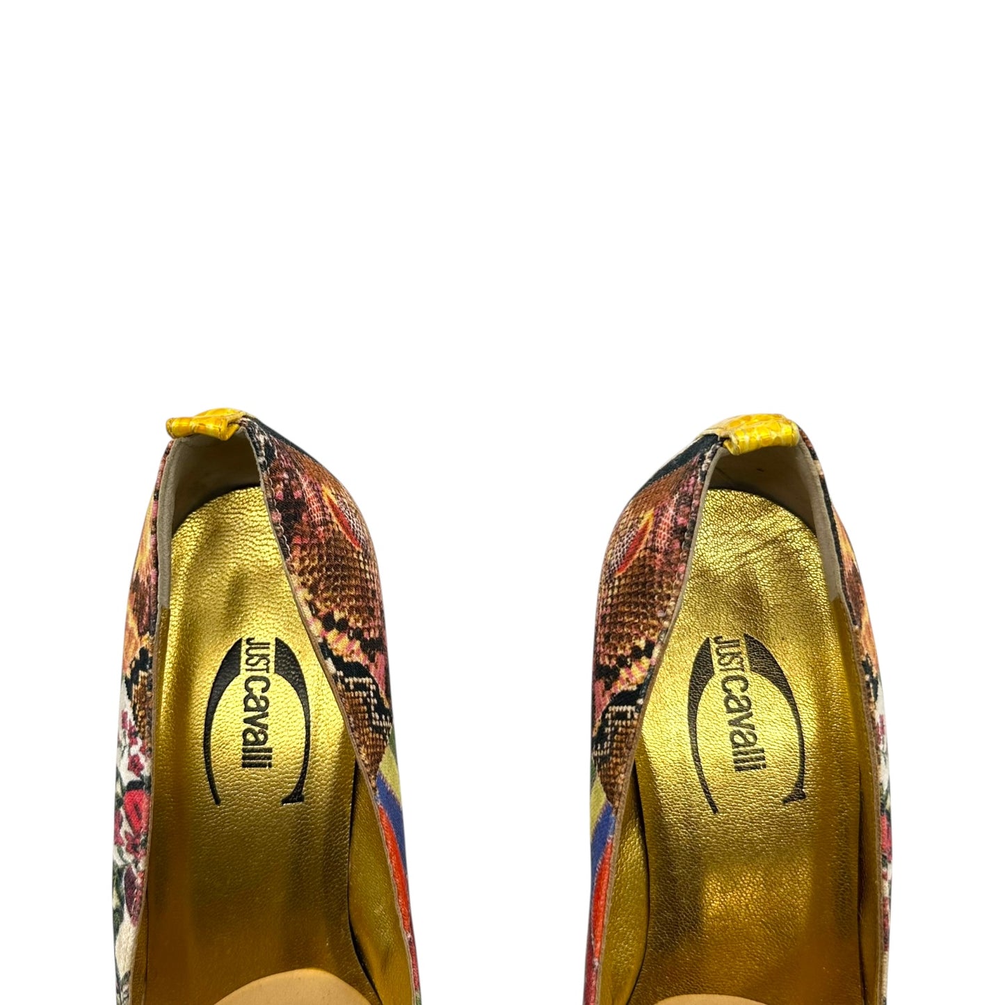 Just Cavalli Multicolor Patchwork Printed Heels
