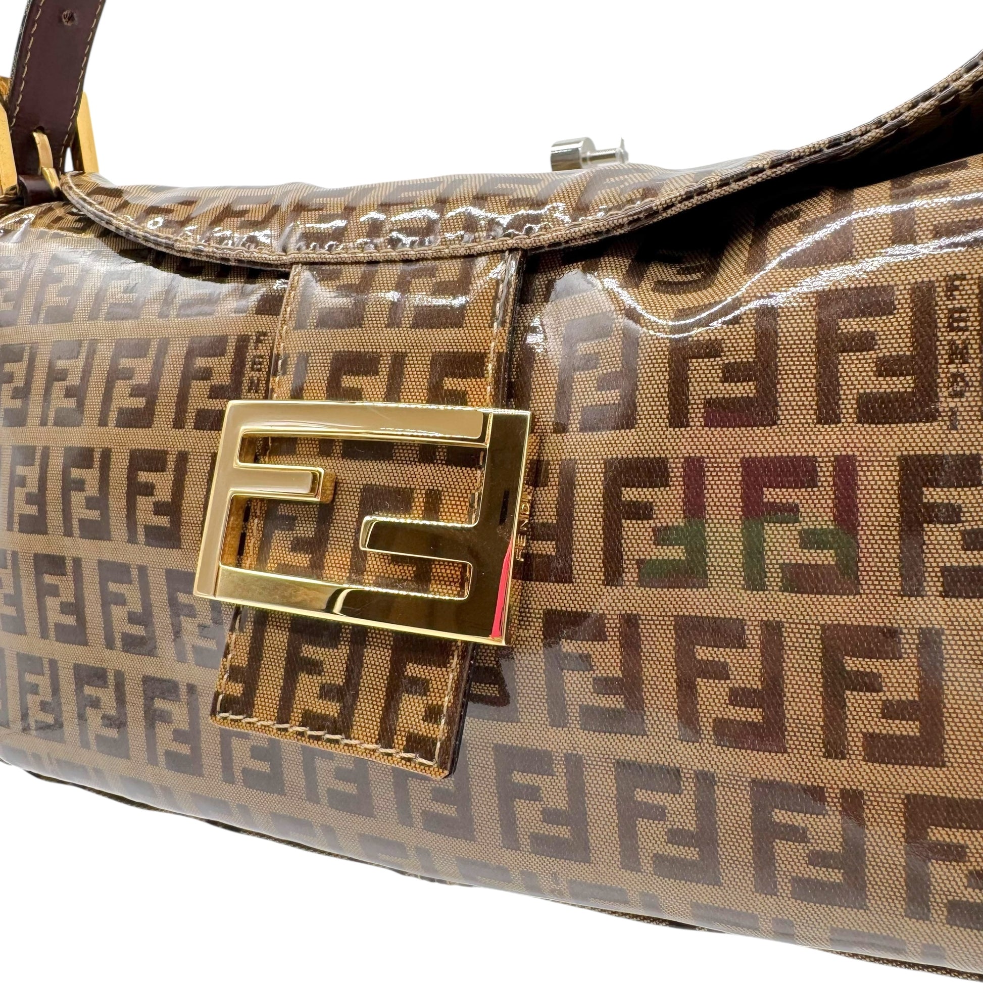 Fendi Tan Zucchino Monogram Coated Fold-Over Baguette Bag - Outfit Repeater