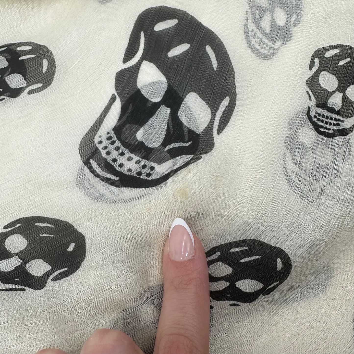 Alexander McQueen Black & White Skull Print Silk Square Scarf