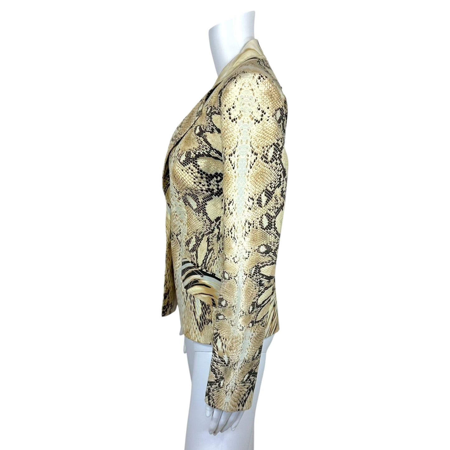 Just Cavalli Roberto Cavalli Light Blue & Brown Python & Swirl Print Blazer