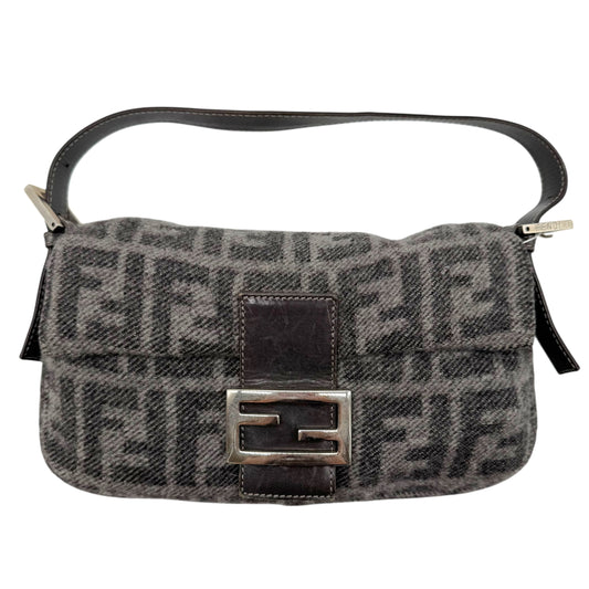 Fendi Gray Zucca Monogram Wool & Cashmere Knit Baguette Bag - Outfit Repeater