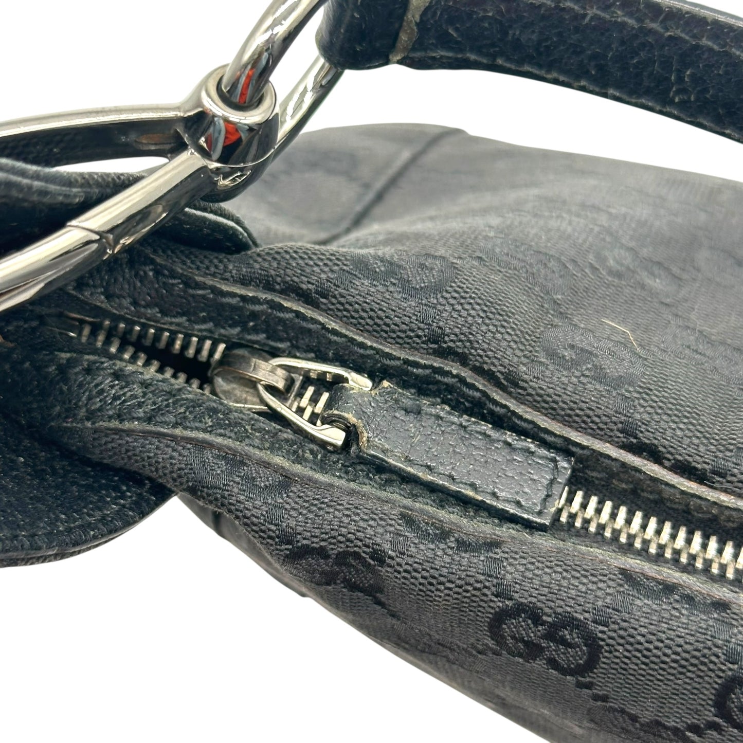 Gucci Black Monogram Canvas Shoulder Bag