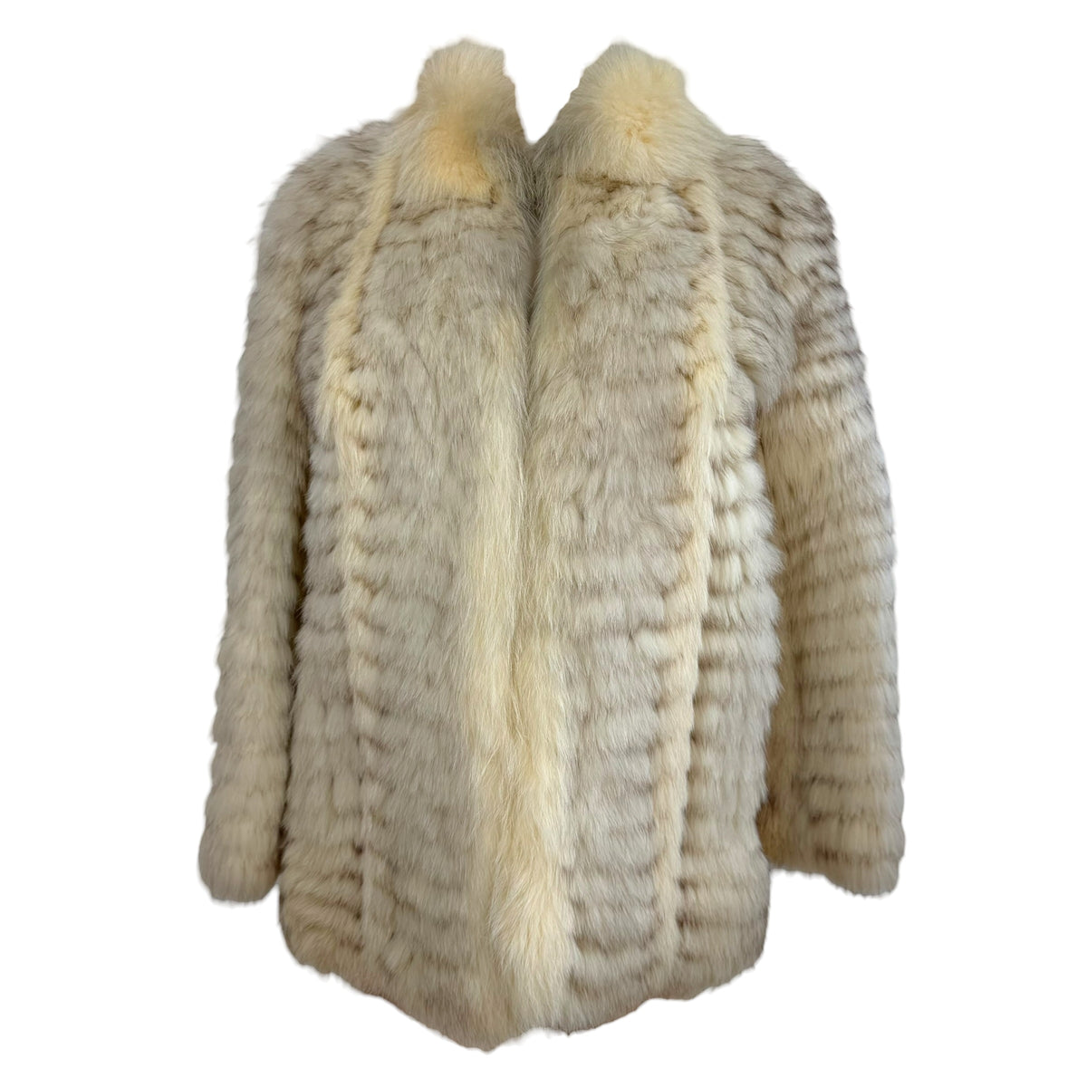 Saga Fox White Striped Fox Fur Coat