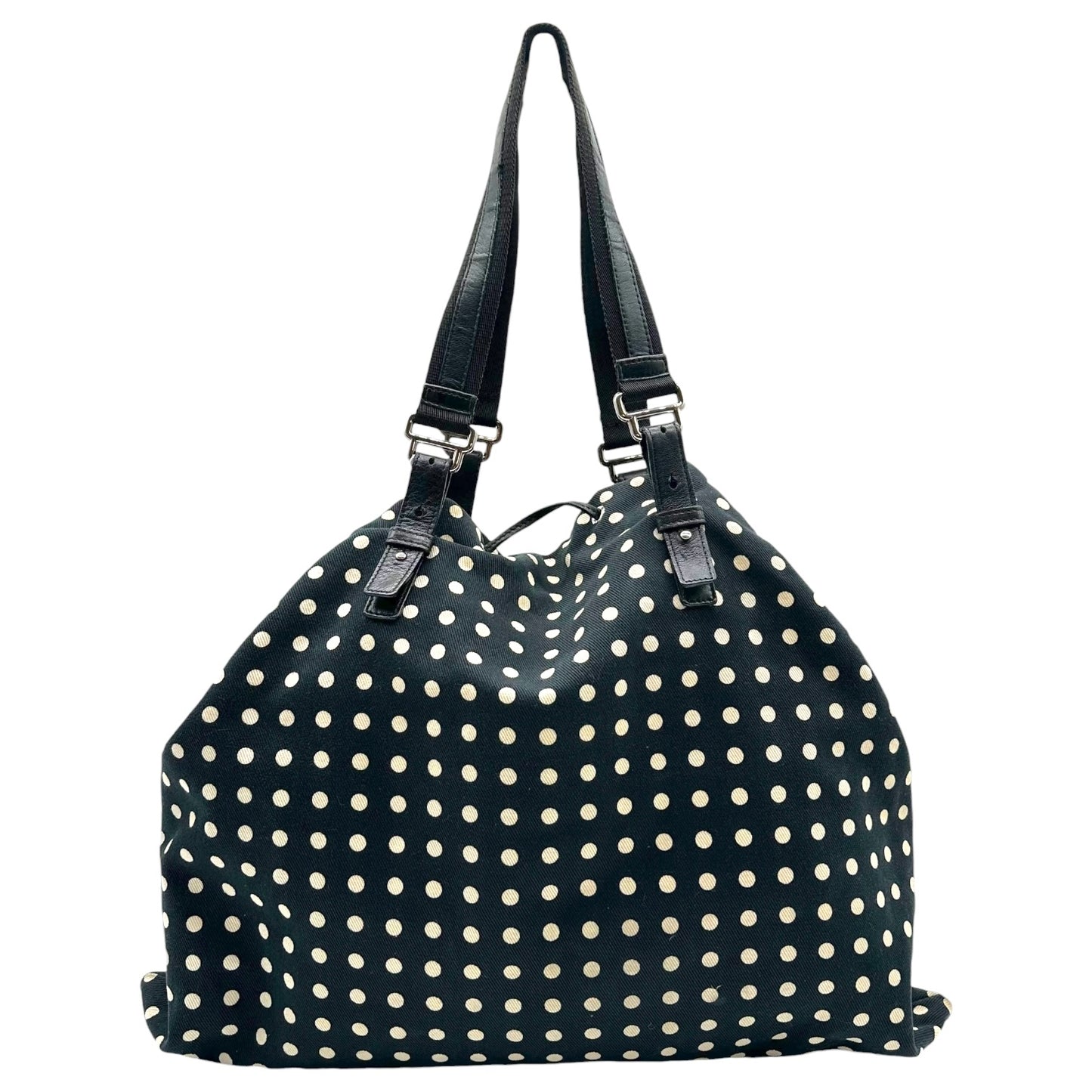 Yves Saint Laurent Black White Polkadot Tote Bag