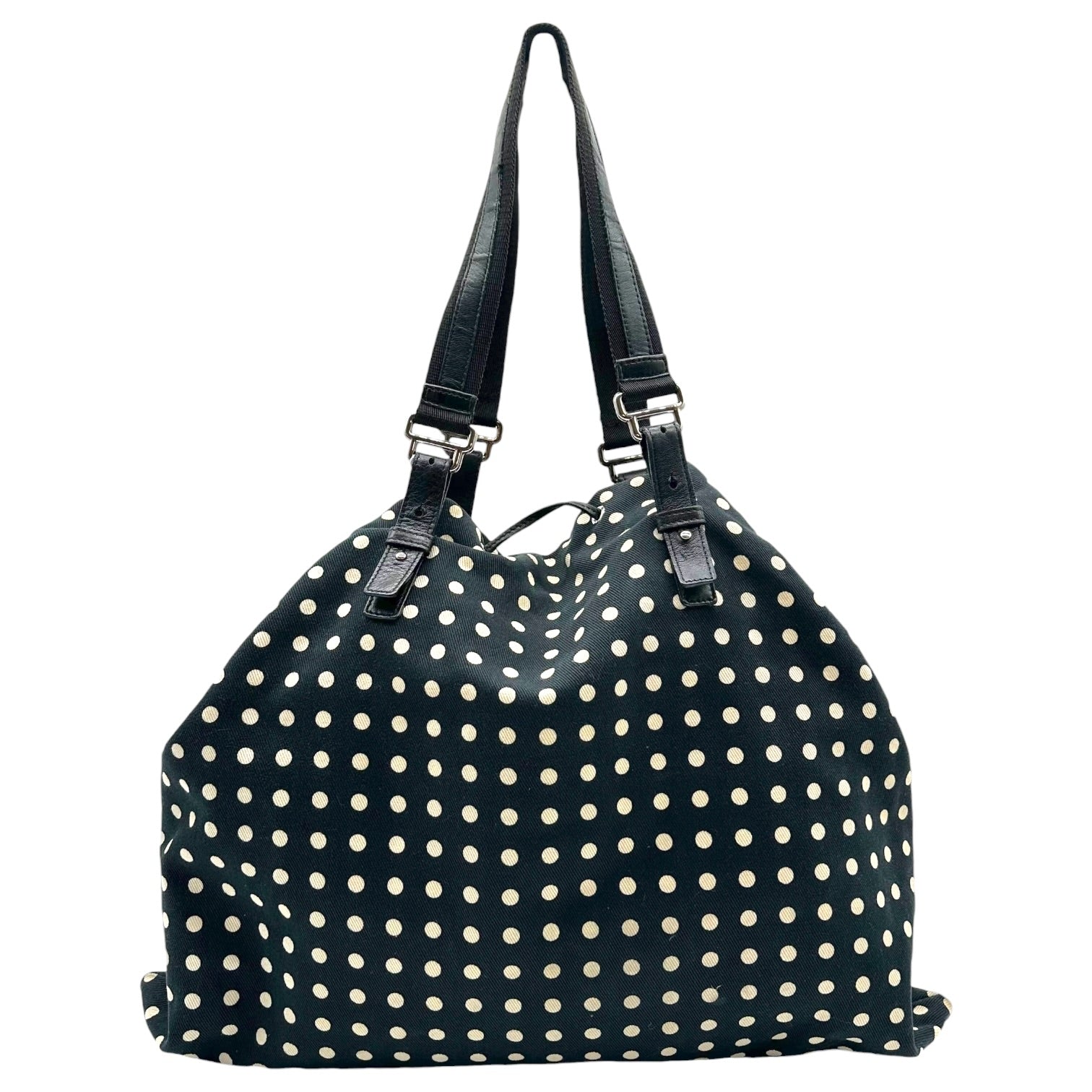 Yves Saint Laurent Black White Polkadot Tote Bag