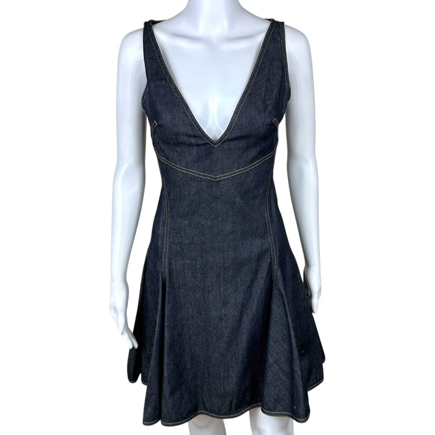 Dsquared2 Dark Wash Denim Fit & Flare Mini Dress