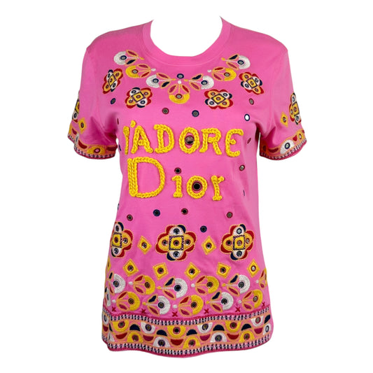 Christian Dior Pink J'Adore T-Shirt with Embroidery