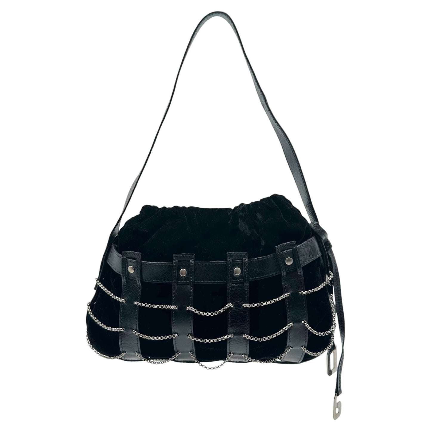 Dolce & Gabbana Black Suede Mini Bag With Chain Accents