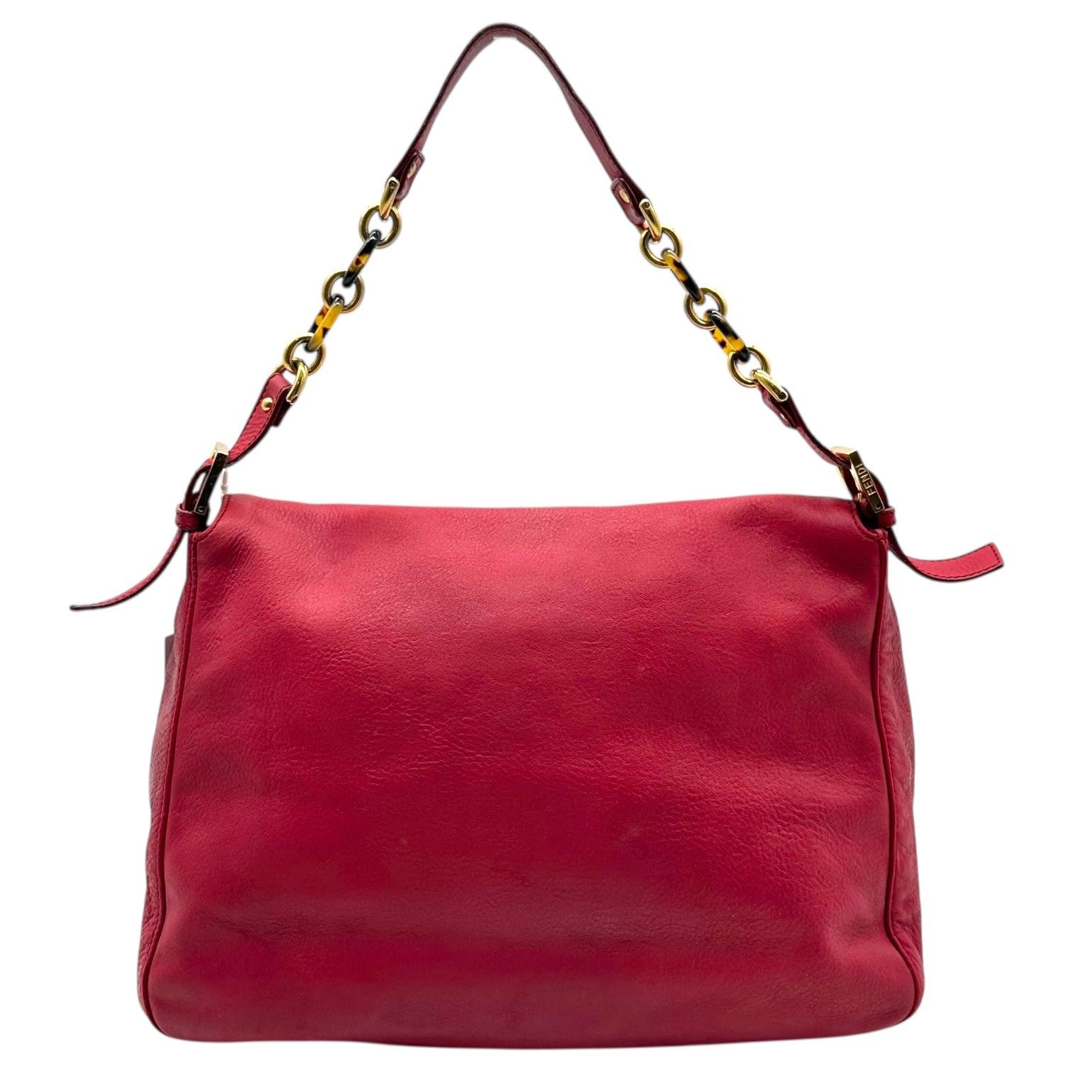 Fendi Red Nubuck & Burl Wood Big Mama Baguette Bag - Outfit Repeater