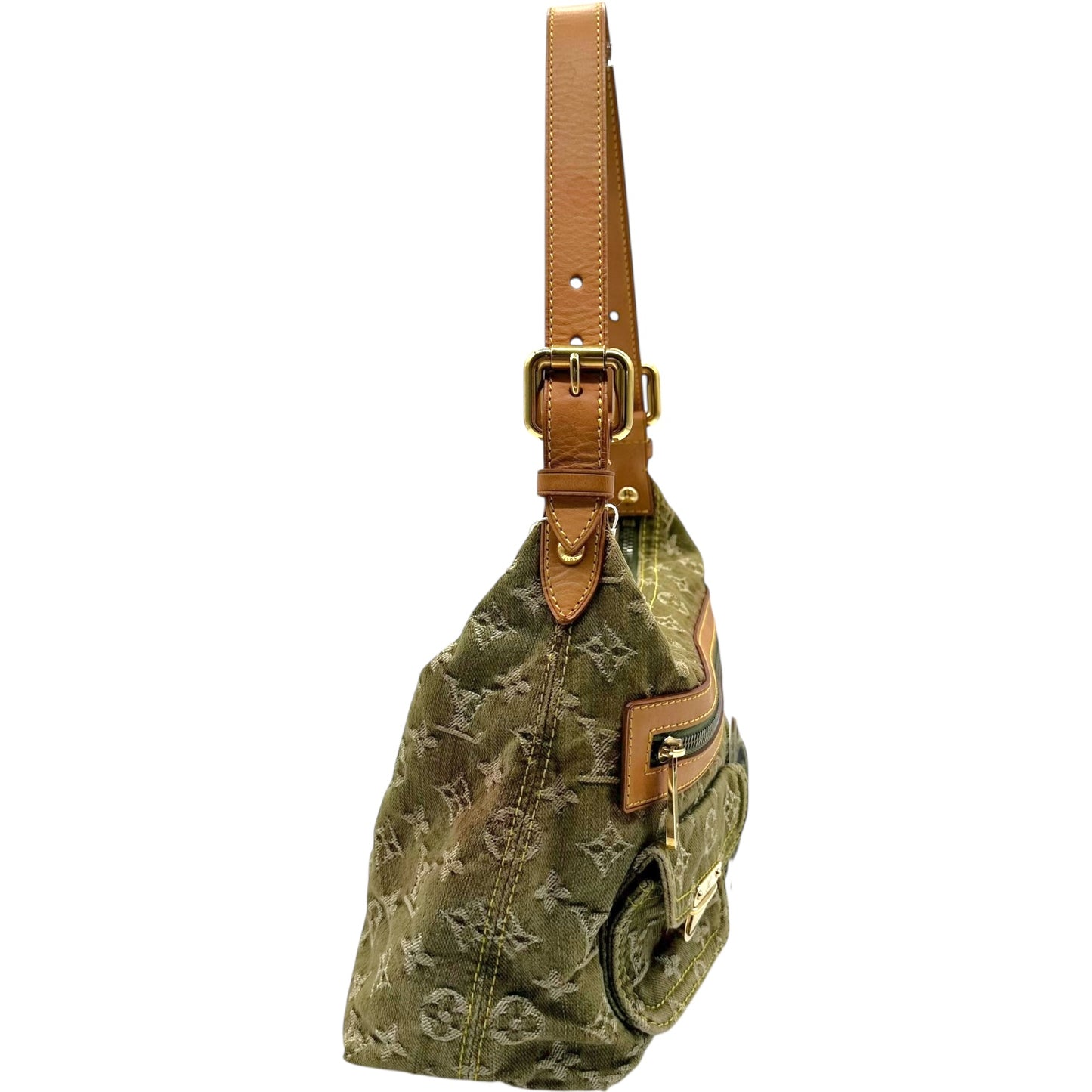 Louis Vuitton Green Denim Baggy PM Shoulder Bag RARE