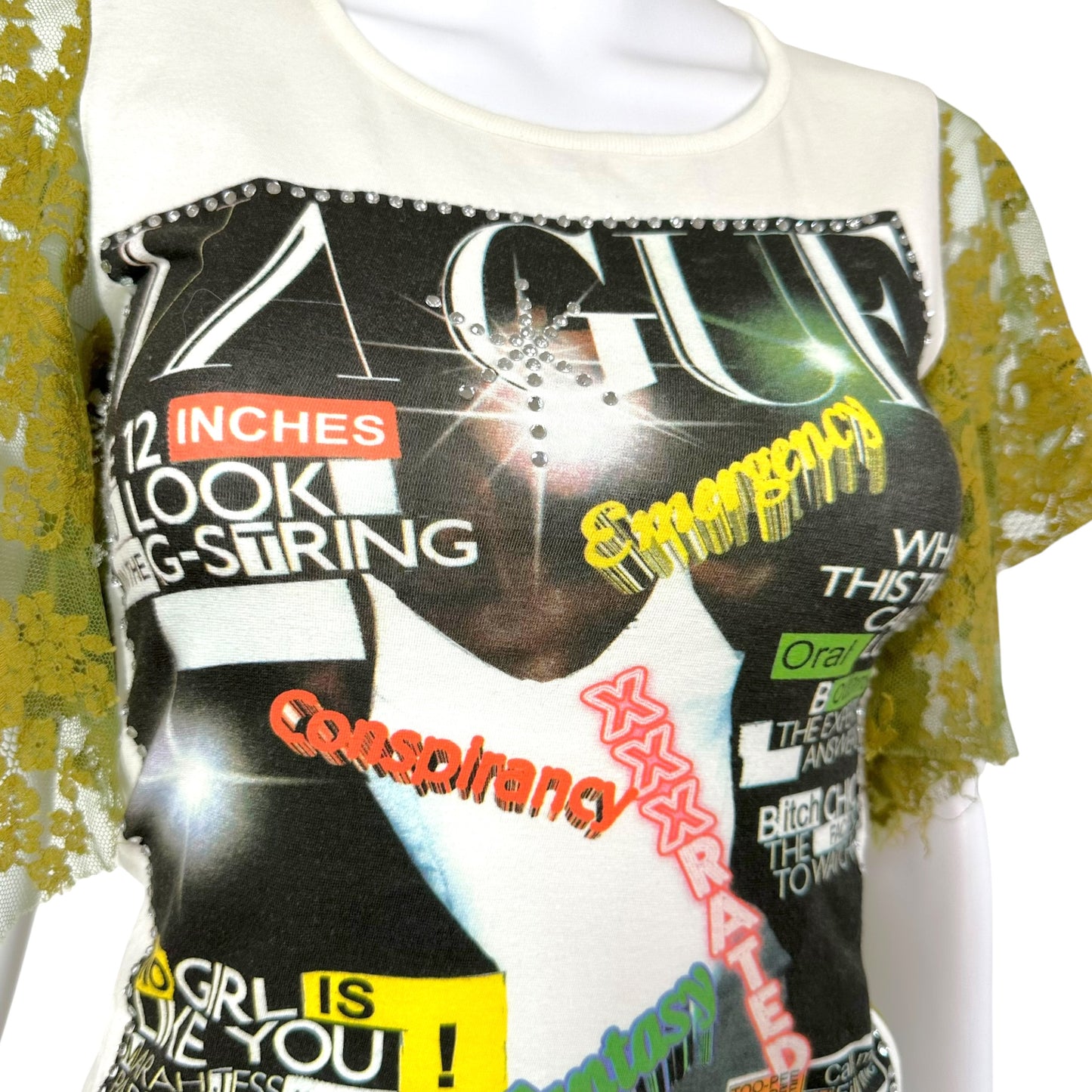 D&G Dolce & Gabbana Explicit Magazine Lace Back T-Shirt
