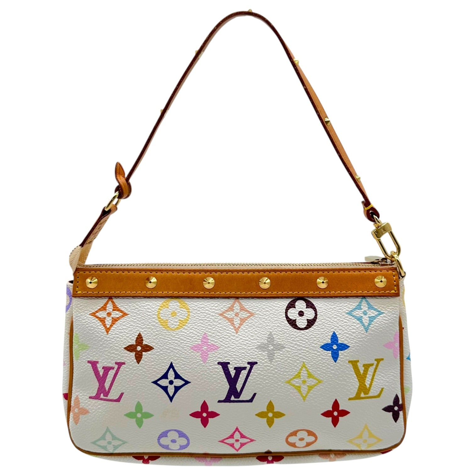 Louis Vuitton Pochette Bag White Multicolor Monogram