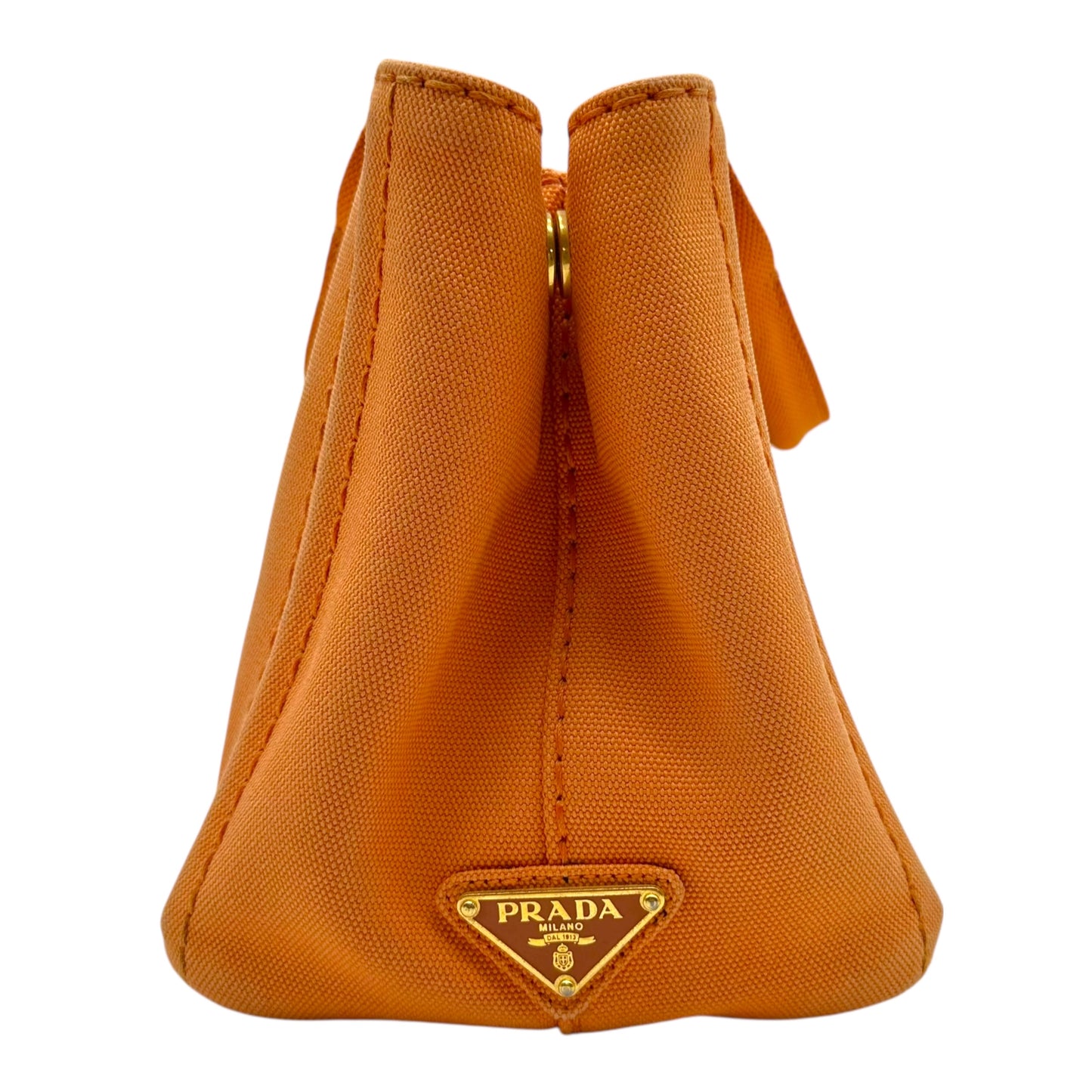 Prada Orange Canvas Small Canapa Tote Bag