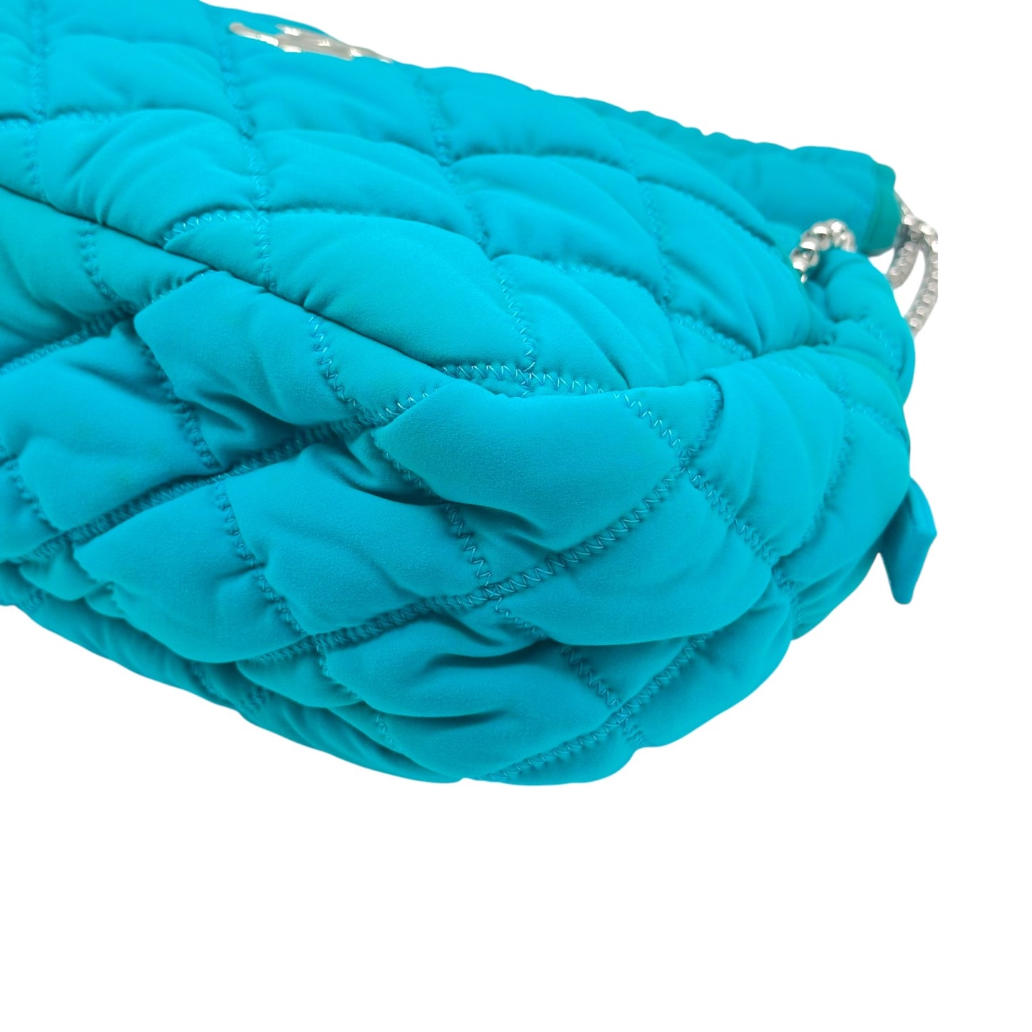 Chanel Shoulder Bag Turquoise Matelasse Bubble Quilt