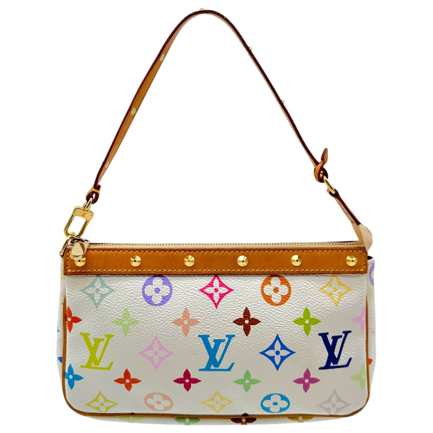 Louis Vuitton Pochette Bag White Multicolor Monogram