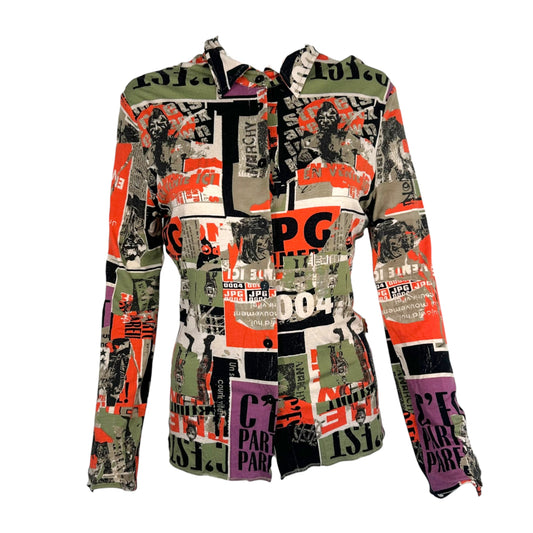 Jean Paul Gaultier Jeans Logo Printed Button Up Blouse