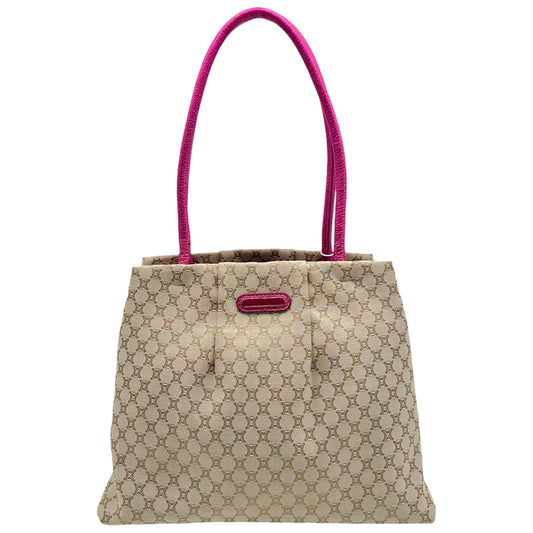 Celine Kisslock Shoulder Bag Metallic Pink Leather Tan